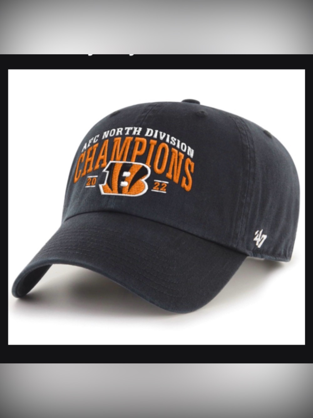 47 Cincinnati Bengals 2022 AFC North Division Champions Clean Up Adjustable Hat